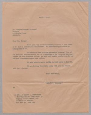 [Letter from Harris L. Kempner to Reggie Cooper, April 9, 1964, Copy]