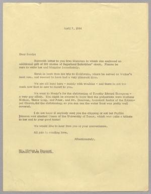 [Letter from Harris L. Kempner to Marion L. Kempner, April 7, 1964]