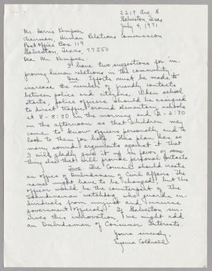 [Letter from Eugenia Coldwell to Harris Leon Kempner, July 4, 1971]