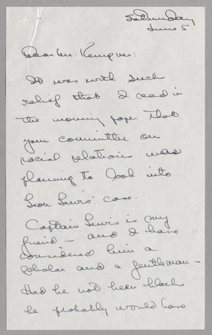 [Letter from Mrs. R. H. VanBossum to Harris Leon Kempner, June 5, 1971]