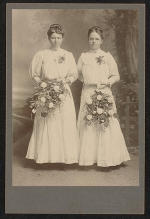 [Portrait of Two Unknown Women with Flower Bouquets]