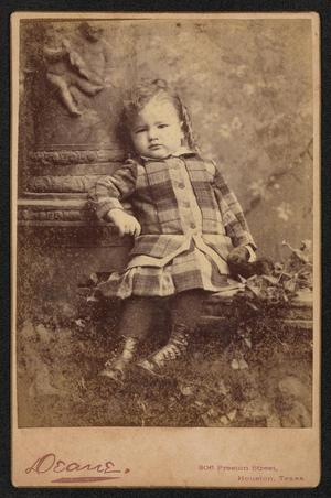Primary view of object titled '[Portrait of an Unknown Child in a Plaid Gown]'.