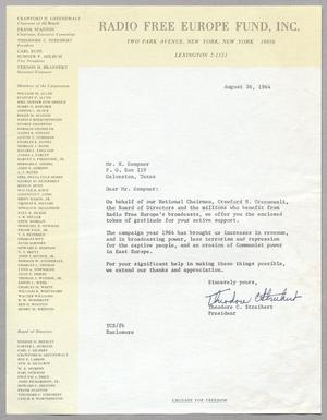 [Letter from Theodore C. Streibert to Harris L. Kempner, August 26, 1964]