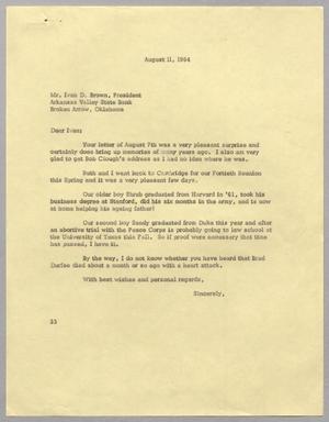 [Letter from Harris L. Kempner to Ivan D. Brown, August 11, 1964]