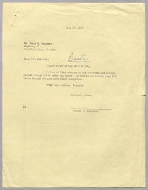 [Letter from Harris L. Kempner to Knud H. Reimers, July 27, 1964]