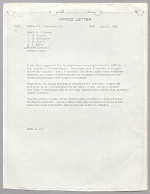[Letter from Edward R. Thompson, Jr. to Harris L. Kempner, July 22, 1964]