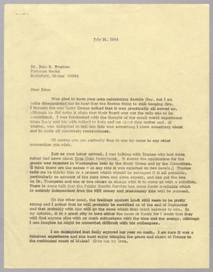 Primary view of object titled '[Letter from Harris Leon Kempner to John B. Truslow, July 16, 1964]'.