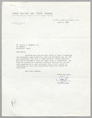 Primary view of object titled '[Letter from W. Kennedy B. "Took" Middendorf to Harris L. Kempner, Jr. June 30, 1964]'.