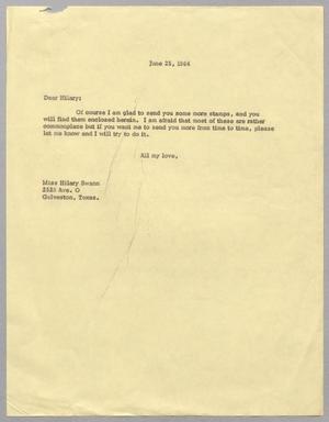 [Letter from Harris L. Kempner to Hilary Swann, June 25, 1964]
