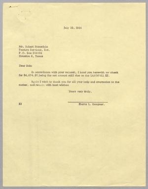 [Letter from Harris L. Kempner to Robert Stonedale, July 20, 1964]