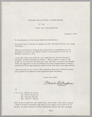 [Letter from the Human Relations Commission of the City of Galveston, October 1, 1971]