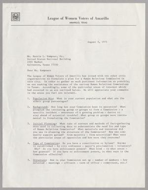 [Letter from Mrs. Lee Harris to Harris Leon Kempner, August 3, 1971]