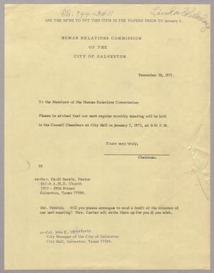 [Letter from Human Relations Commission of the City of Galveston, December 28, 1971]