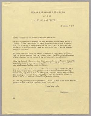 [Letter from Human Relations Commission of the City of Galveston, November 3, 1971]