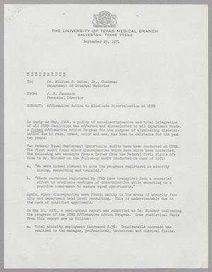 [Letter from J. R. Jannasch to Dr. William P. Deiss, Jr., September 29, 1971]