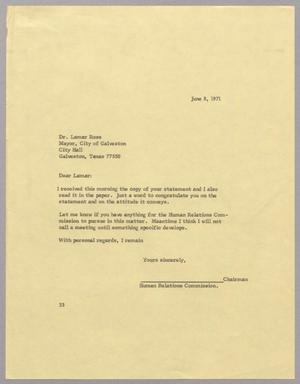 [Letter from Harris Leon Kempner to Dr. Lamar Ross, June 8, 1971]