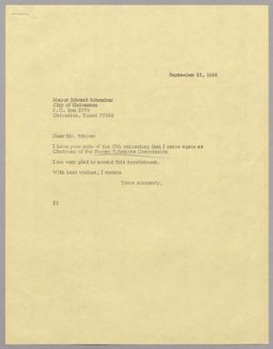 Primary view of object titled '[Letter from Harris L. Kempner to Edward Schreiber, September 22, 1969]'.
