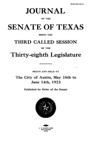 Journal of the Senate of Texas being the Third Called Session of the Thirty-Eighth Legislature