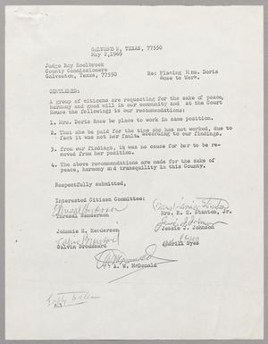 [Letter from the Interested Citizen Committee to Judge Ray Holbrook, May 2, 1969]