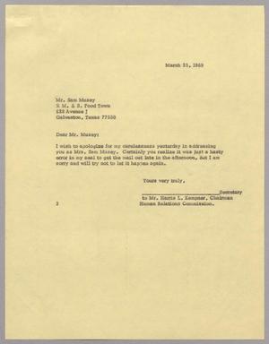 [Letter from Mrs. W. Gammon Jarrell to Sam Musey, March 25, 1969]
