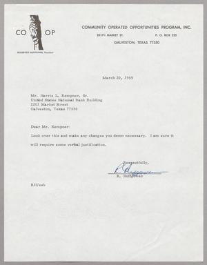 [Letter from R. Huffpower to Harris Leon Kempner March 20, 1969]