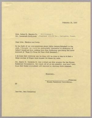 [Letter from Harris Leon Kempner to Mrs. Rufus H. Stanton Jr. and Mr. Roosevelt Huffpower, February 13, 1969]
