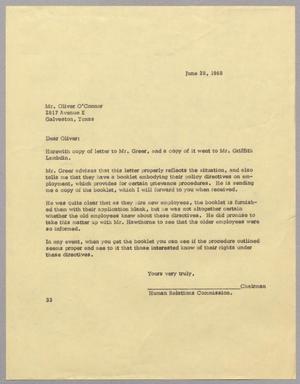 [Letter from Harris Leon Kempner to Oliver O'Connor, June 28, 1968]
