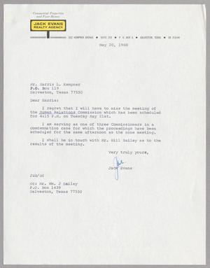Primary view of object titled '[Letter from Jack Evans to Harris L. Kempner, May 20, 1968]'.