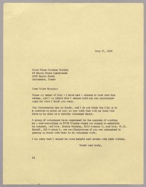 [Letter from Harris Leon Kempner to Miss Alice Gardner Murphy, May 17, 1968]