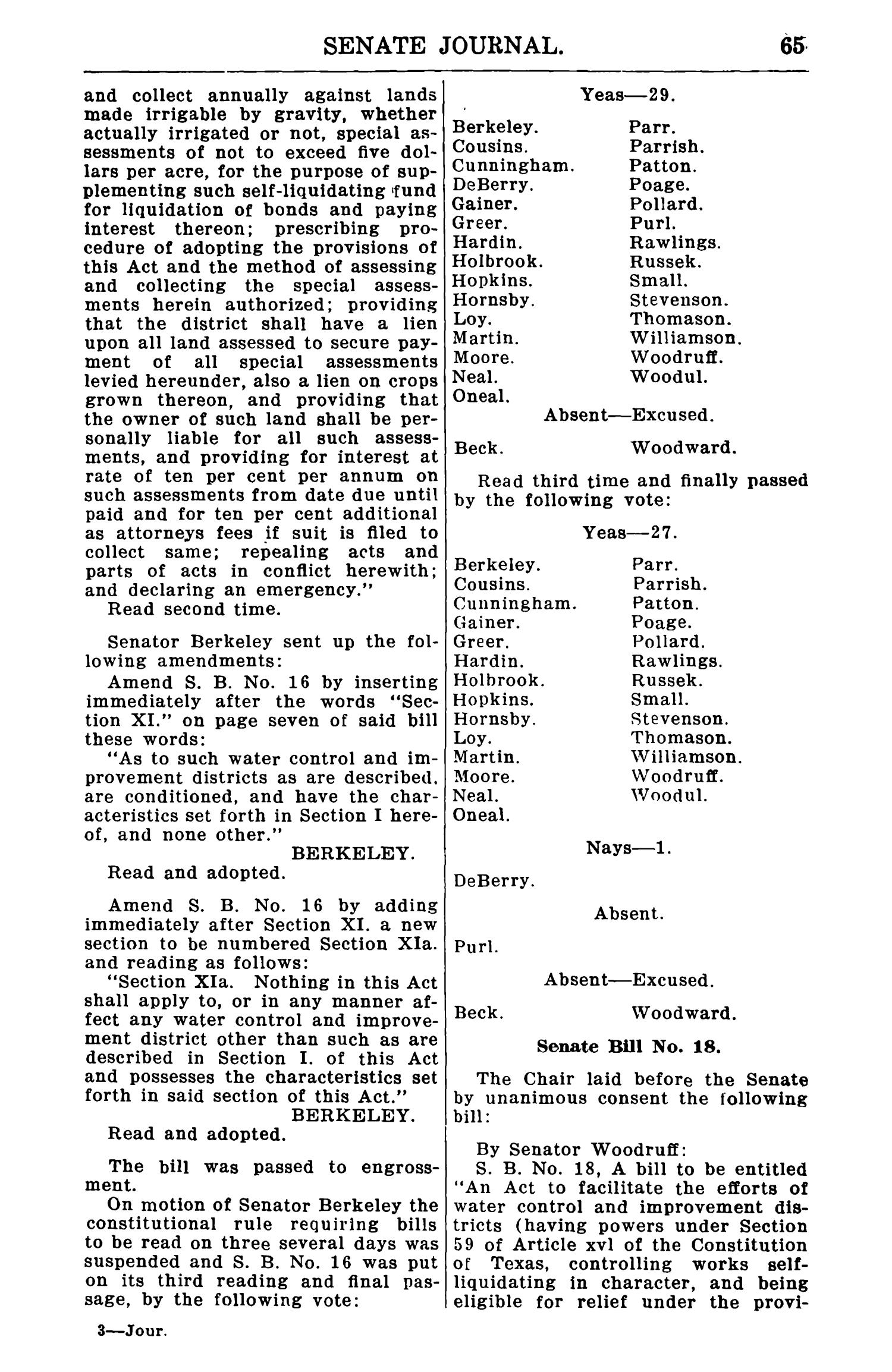 Journal of the Senate of Texas being the Third Called Session of the Forty-Second Legislature
                                                
                                                    65
                                                