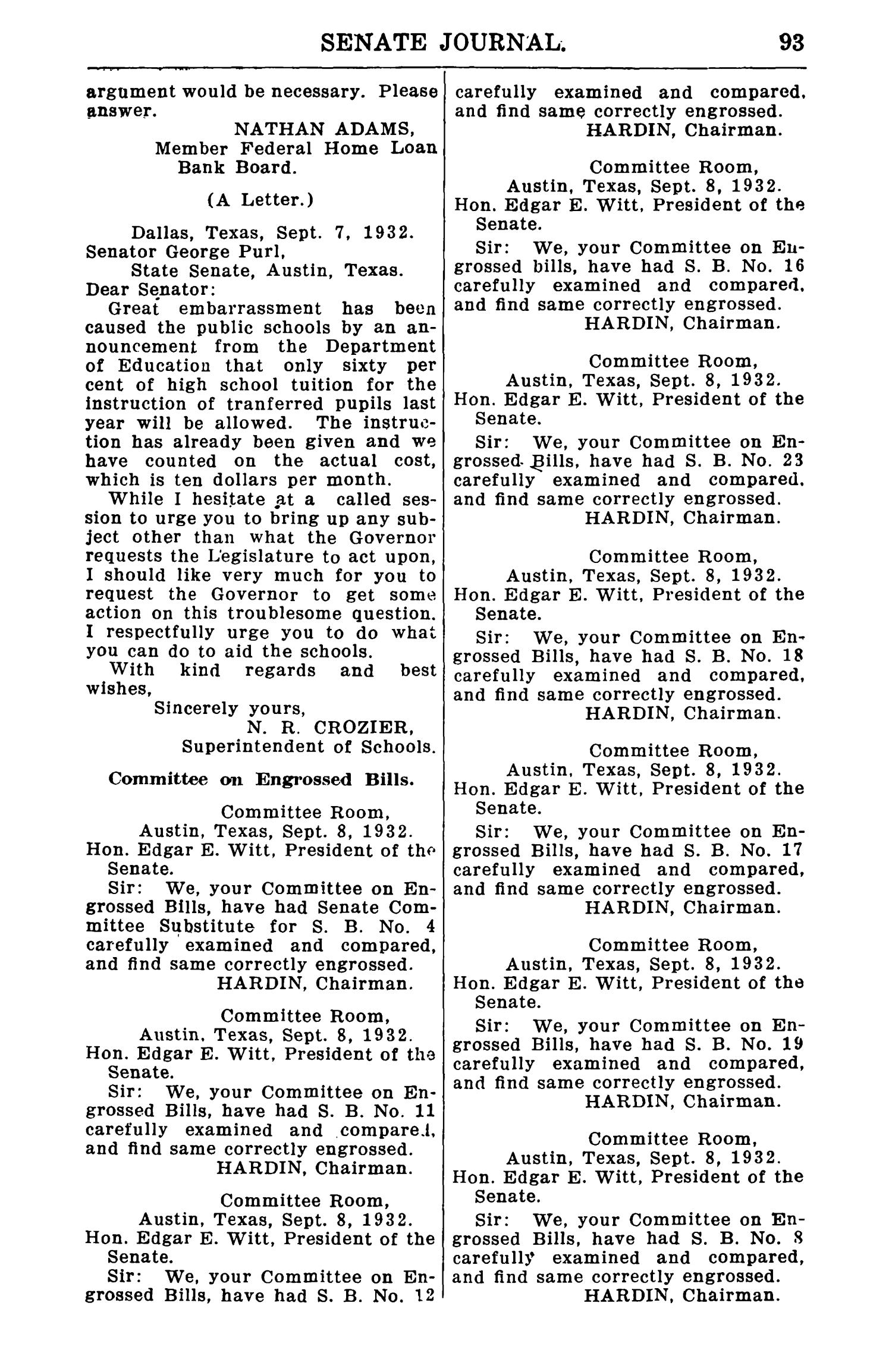 Journal of the Senate of Texas being the Third Called Session of the Forty-Second Legislature
                                                
                                                    93
                                                