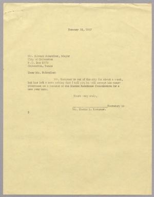 [Letter from the Secretary of Harris Leon Kempner to Edward Schreiber, January 30, 1967]