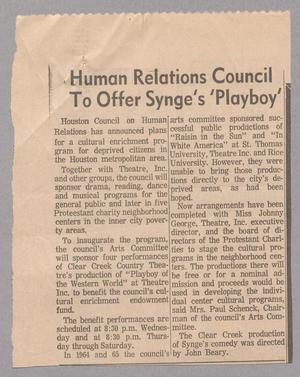 [Clipping: Human Relations Council To Offer Synge's 'Playboy']