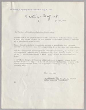 [Letter from the Human Relations Commission of the City of Galveston, June 30, 1966]