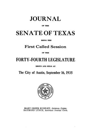 Primary view of object titled 'Journal of the Senate of Texas being the First Called Session of the Forty-Fourth Legislature'.