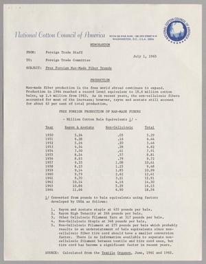 [Letter from Foreign Trade Staff to Foreign Trade Committee, July 1,1965]