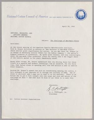 [Letter from G. C. Cortright Jr. to the National Cotton Council, April 20, 1965]