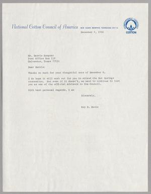 [Letter from Roy B. Davis to Harris L. Kempner, December 9, 1968]