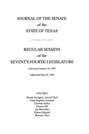 Primary view of object titled 'Journal of the Senate of the State of Texas, Regular Session of the Seventy-Fourth Legislature, Volume 1'.
