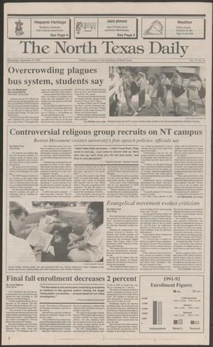 The North Texas Daily (Denton, Tex.), Vol. 75, No. 10, Ed. 1 Wednesday, September 16, 1992