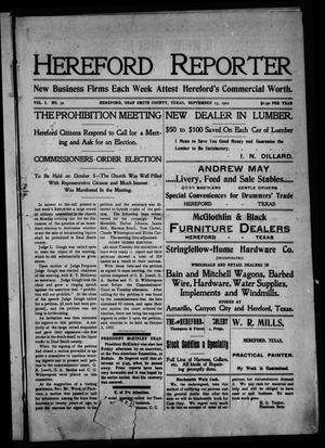 Primary view of object titled 'Hereford Reporter (Hereford, Tex.), Vol. 1, No. 30, Ed. 1 Friday, September 13, 1901'.