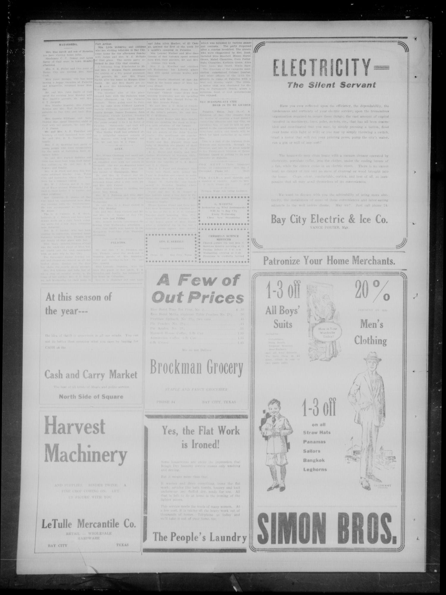 The Daily Tribune (Bay City, Tex.), Vol. 20, No. 128, Ed. 1 Monday, July 20, 1925
                                                
                                                    [Sequence #]: 4 of 4
                                                