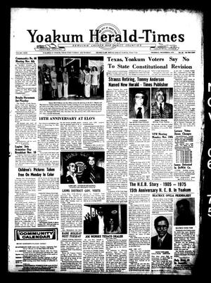 Primary view of object titled 'Yoakum Herald-Times (Yoakum, Tex.), Vol. 73, No. 88, Ed. 1 Thursday, November 6, 1975'.