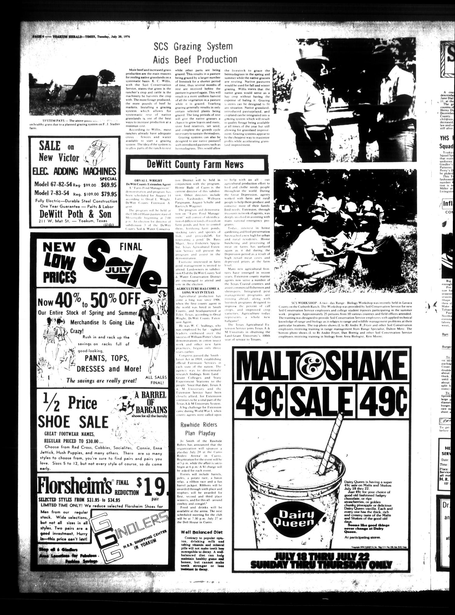 Yoakum Herald-Times (Yoakum, Tex.), Vol. 73, No. 57, Ed. 1 Tuesday, July 20, 1976
                                                
                                                    [Sequence #]: 4 of 8
                                                