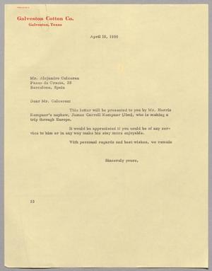 [Letter from Harris L. Kempner to Alejandro Galceran, April 10. 1959]