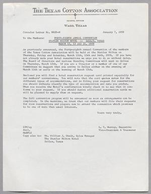 [Letter from The Texas Cotton Association to members, January 7, 1959]
