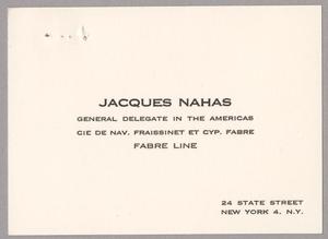 [Business Card for Jacques Nahas]