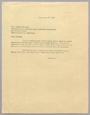 [Letter from Harris L. Kempner to Donald Maclean, December 19, 1960]