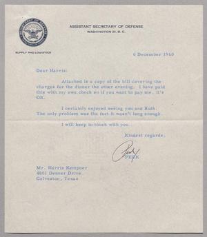 [Letter from E. Perkins McGuire to Harris L. Kempner, December 6, 1960]