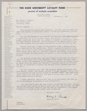 Primary view of object titled '[Letter from Henry E. Rauch to Harris L. Kempner, November 15, 1960]'.